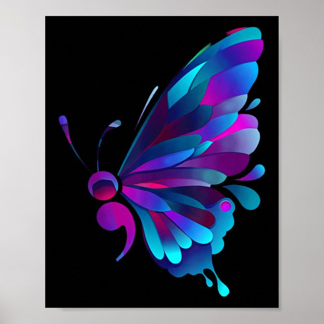 Affiche Symbole Semicolon Santé mentale Prévention du suic (Devant)