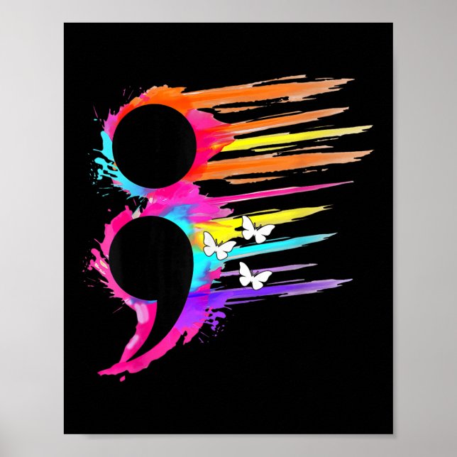 Affiche Symbole Semicolon Santé mentale Prévention du suic (Devant)