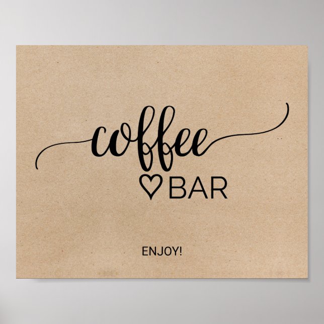 Affiche Symbole simple Faux Kraft Calligraphy Café Bar (Devant)