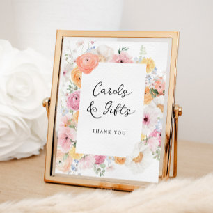 Affiche Symbole Soft Pastel Floral Cartes et Cadeaux