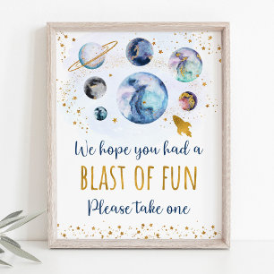 Affiche Symbole Space Blue Gold Party Favoriser Anniversai