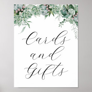 Affiche Symbole Succulent et Eucalyptus Cartes et Cadeaux