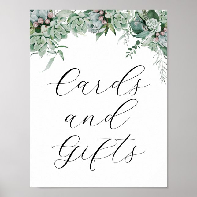 Affiche Symbole Succulent et Eucalyptus Cartes et Cadeaux (Devant)