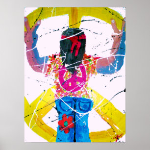 Affiche SYMBOLE super DE LA PAIX Hippie