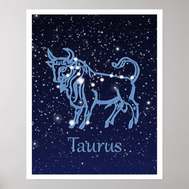 Affiche Symbole Taurus Constellation et Zodiaque avec étoi (Devant)