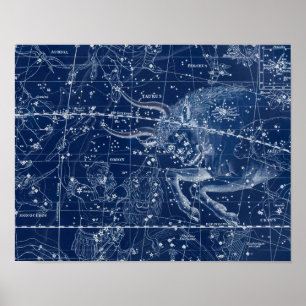 Affiche Symbole Taurus Zodiac Illustration Vintage