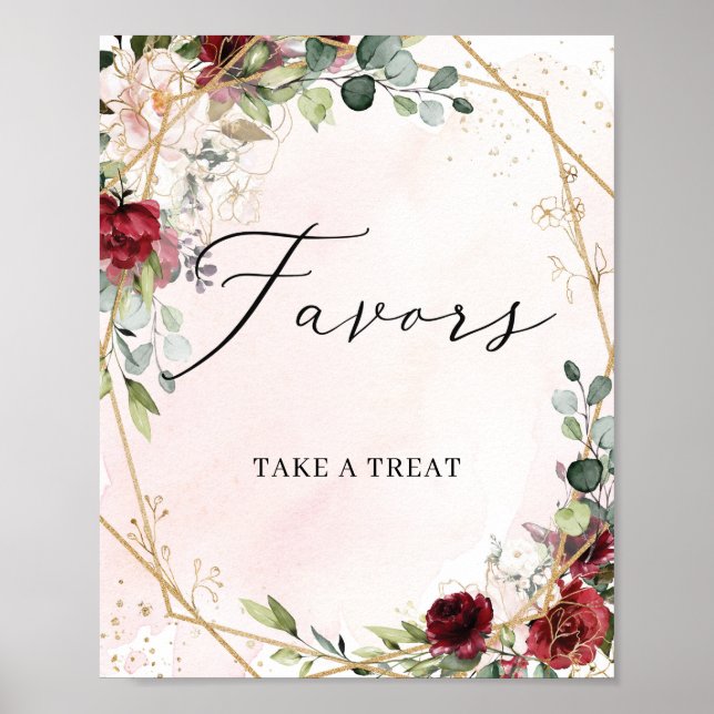 Affiche Symbole tendance rouge merlot rouge foncé fleuri o (Devant)