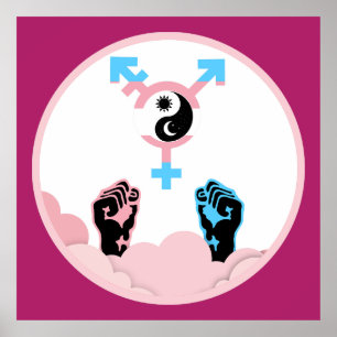 Affiche Symbole transgenre Soleil et Lune Puissance et Équ