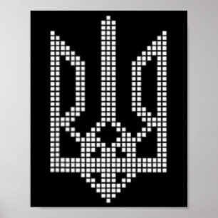 Affiche Symbole Trizub ukrainien sur le cœur - Ukraine Tri
