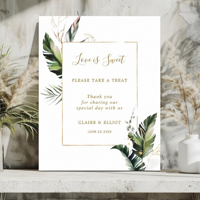 Affiche Symbole Tropical Foliage Love is Sweet Dessert Bar (Créateur téléchargé)