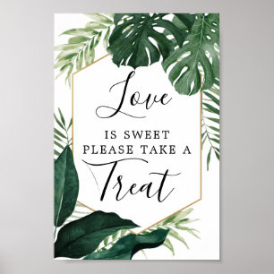 Affiche Symbole Tropical Monstera L'Amour Est Des Faveurs