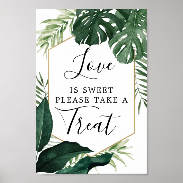Affiche Symbole Tropical Monstera L'Amour Est Des Faveurs  (Devant)