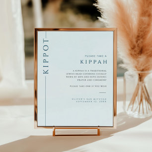 Affiche Symbole Typographie Light Barre Bleue Mitzvah Kipp