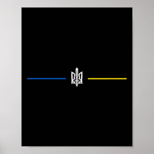 Affiche Symbole ukrainien Tryzub avec épée - Trident ukrai