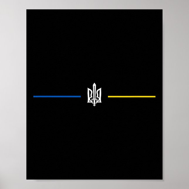 Affiche Symbole ukrainien Tryzub avec épée - Trident ukrai (Devant)
