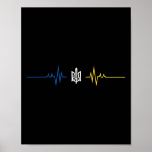 Affiche Symbole ukrainien Tryzub avec épée - Ukraine Tride