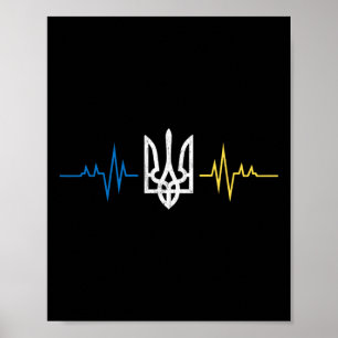 Affiche Symbole ukrainien Tryzub sur la poitrine - Ukraine
