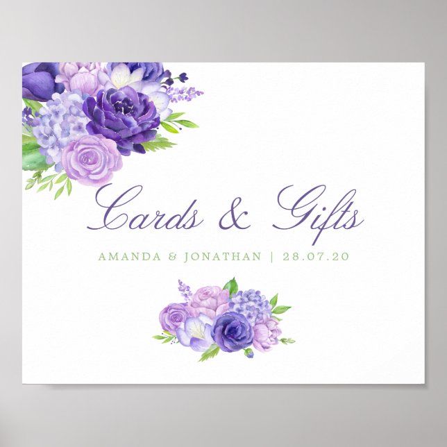 Affiche Symbole Ultra Violet Floral de mariage Cartes et C (Devant)