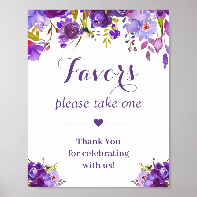 Affiche Symbole Ultra Violet Violet Floral Faveurs Mariage (Devant)