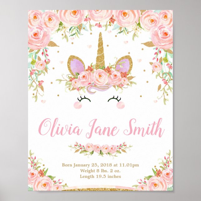 Affiche Symbole Unicorn Baby Nursery Bedroom Birth (Devant)