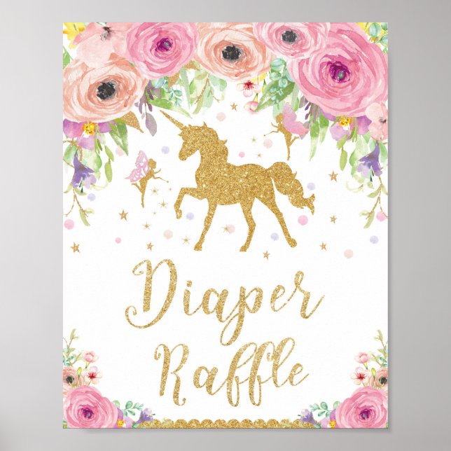 Affiche Symbole Unicorne et Baby shower de fées (Devant)