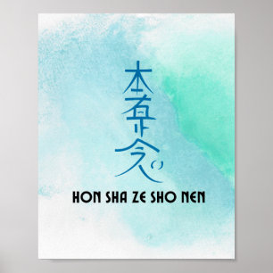 Affiche Symbole Usui Reiki traditionnel Hon Sha Ze Sho Nen