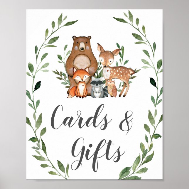 Affiche Symbole Vert Bois Animaux Cartes et Cadeaux (Devant)