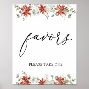 Affiche Symbole vert hiver Poinsettias Faveurs