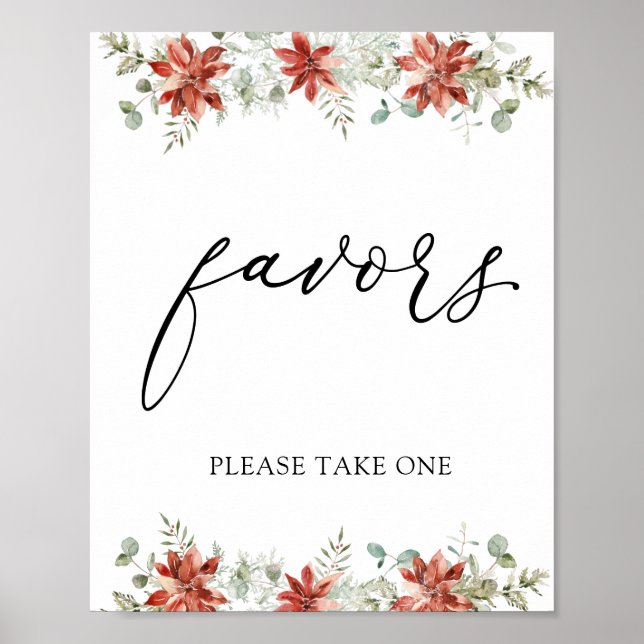 Affiche Symbole vert hiver Poinsettias Faveurs (Devant)
