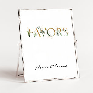 Affiche Symbole vert moderne et Baby shower or Faveurs