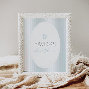 Affiche Symbole vintage de l'empreinte bleue Baby shower F
