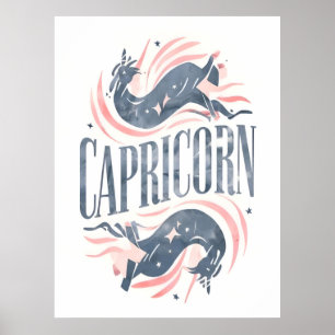 Affiche Symbole vintage Zodiaque Capricorne Avec Chèvre Wh