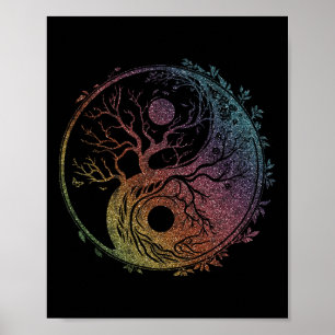 Affiche Symbole Yin Yang, Arbre de Vie, Tai Chi, Qigong, Y