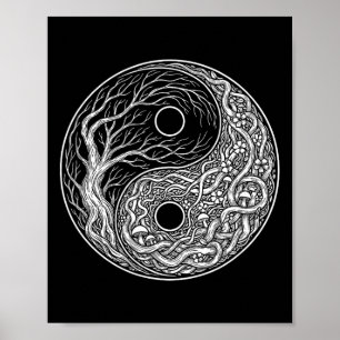 Affiche Symbole Yin Yang Arbre de Vie, Tai Chi, Qigong, Yo