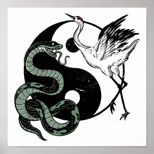 Affiche SYMBOLE Yin yang Snake Et Crane (Devant)
