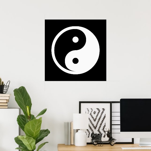 Affiche Symbole Yin Yang - tatouage solide design 2 (Bureau à domicile)
