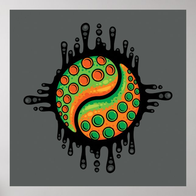 Affiche Symbole Yin Yang Tentacle Tentacle Tentacle Octopu (Devant)