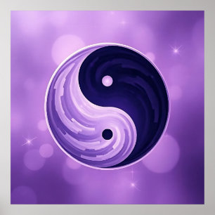 Affiche Symbole Yin Yang violet et noir