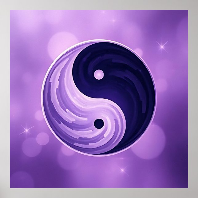 Affiche Symbole Yin Yang violet et noir (Devant)