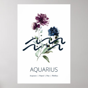 Affiche Symbole Zodiaque Aquarius
