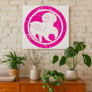 Affiche SYMBOLE Zodiaque Aries Grunge Ram Rose Astrologie