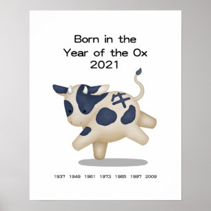 Affiche Symbole zodiaque chinois de l'Ox