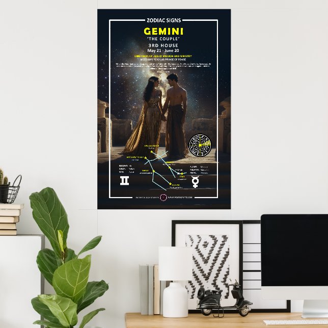 Affiche SYMBOLE Zodiaque DE GEMini (Bureau à domicile)