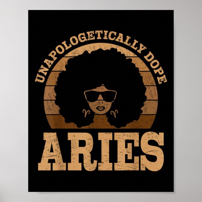Affiche Symbole Zodiaque de la femme noire Aries Queen Afr (Devant)