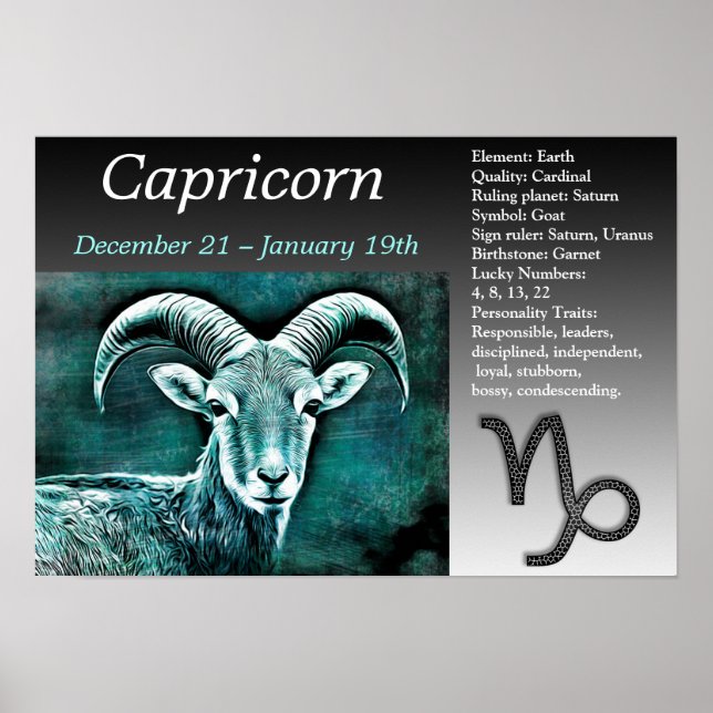Affiche SYMBOLE Zodiaque Horoscope Capricorne (Devant)
