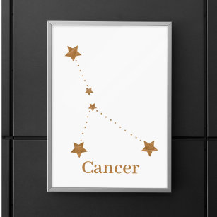 Affiche SYMBOLE Zodiaque moderne Cancer de l'or   Eau de l