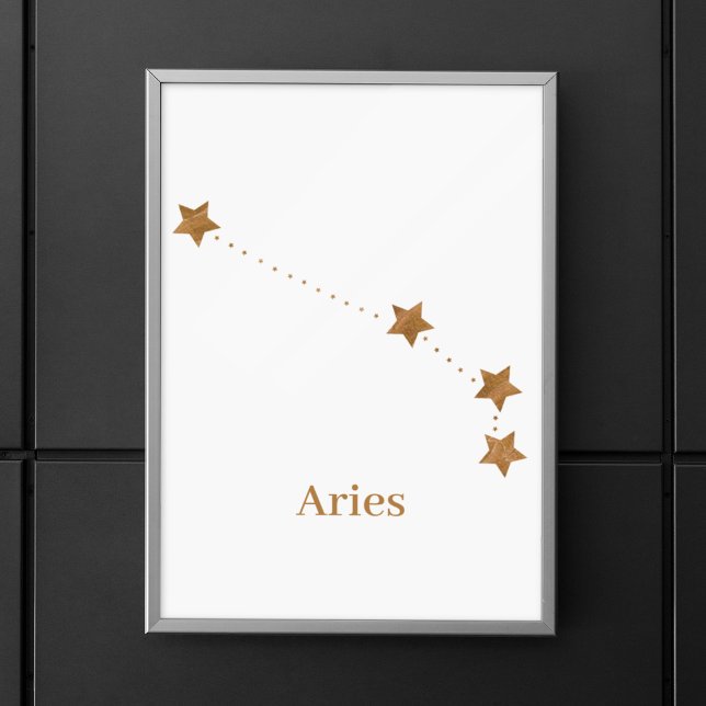 Affiche SYMBOLE Zodiaque moderne Gold Aries | Incendie d'é (Créateur téléchargé)