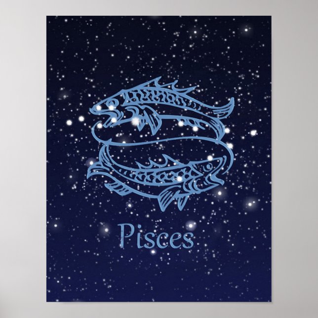 Affiche Symbole zodiaque Pisces et constellation (Devant)