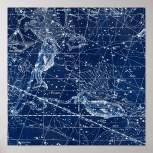 Affiche Symbole Zodiaque Pisces Illustration Vintage