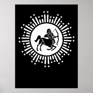 Affiche Symbole zodiaque Sagittarius avec Starburst